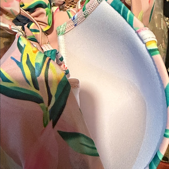 NWT Floral Pink Ruffle Swimsuit and Cover-Up Set, MEDIUM - Picture 8 of 8